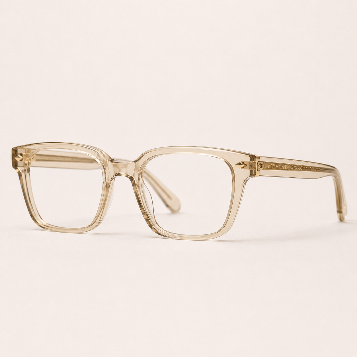 VEYMONT Aubry square optical frames in translucent champagne acetate