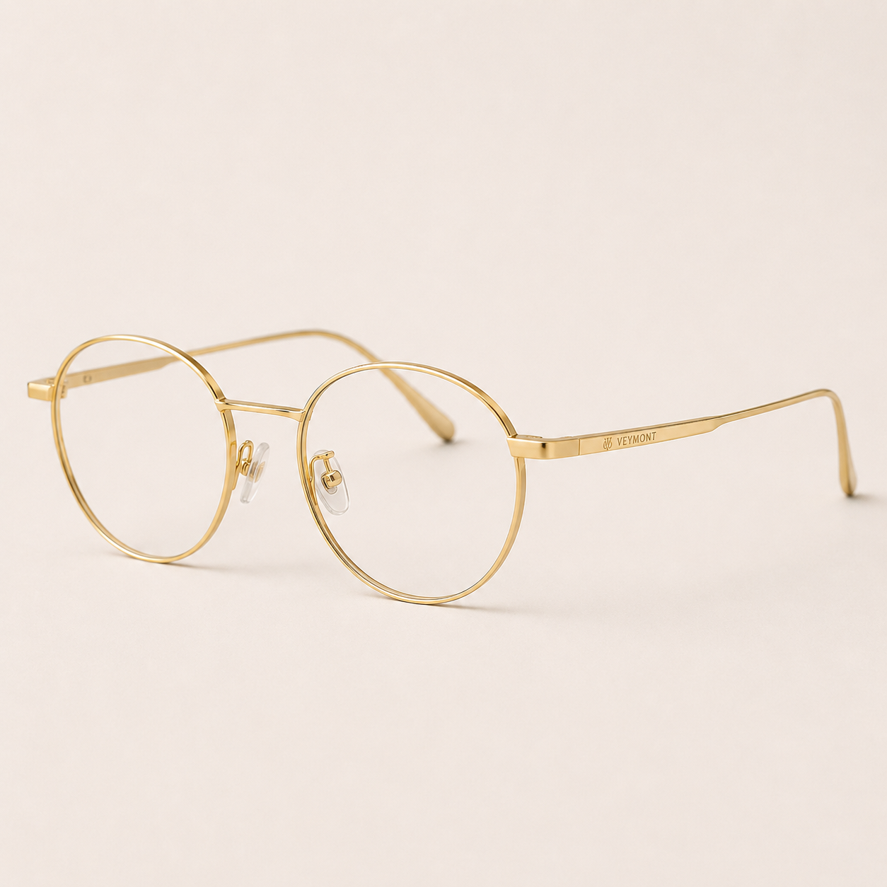 VEYMONT Palmer round optical frames in polished gold wire