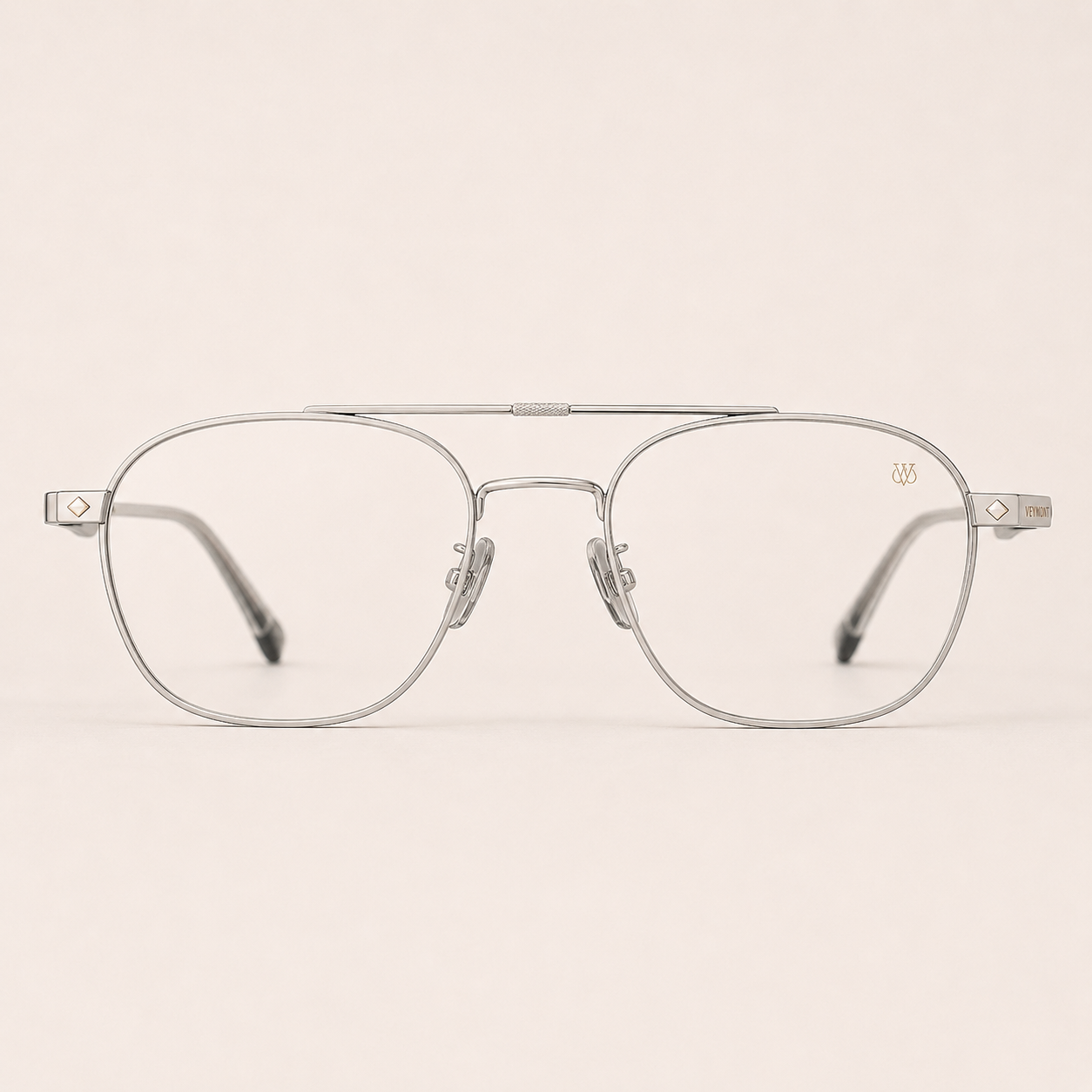 VEYMONT Fenwick double-bridge navigator optical frames in brushed silver