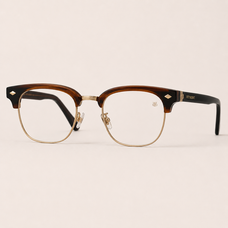 VEYMONT Kingsley Browline Glasses — Havana