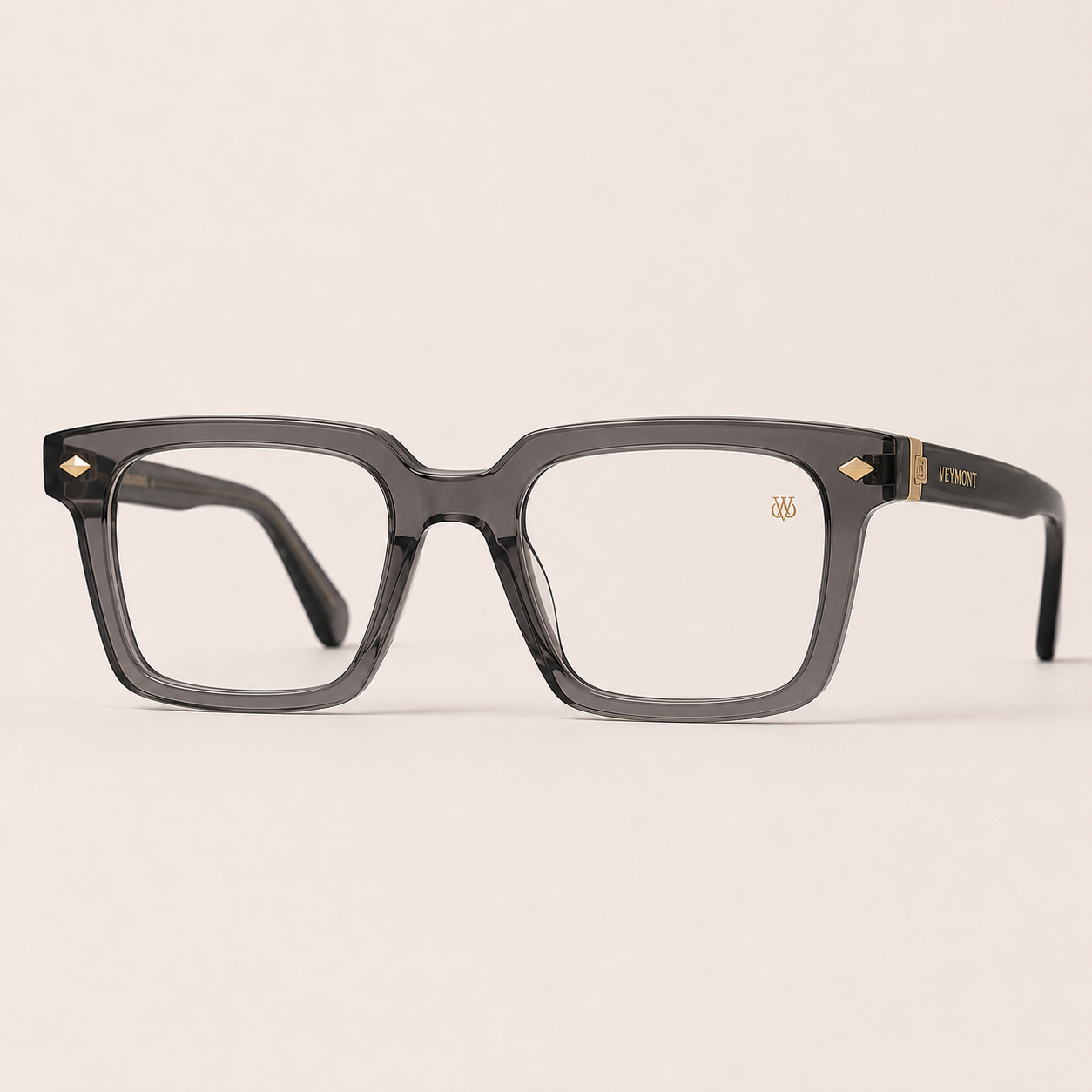 VEYMONT Ellery square optical frames in translucent smoke grey acetate