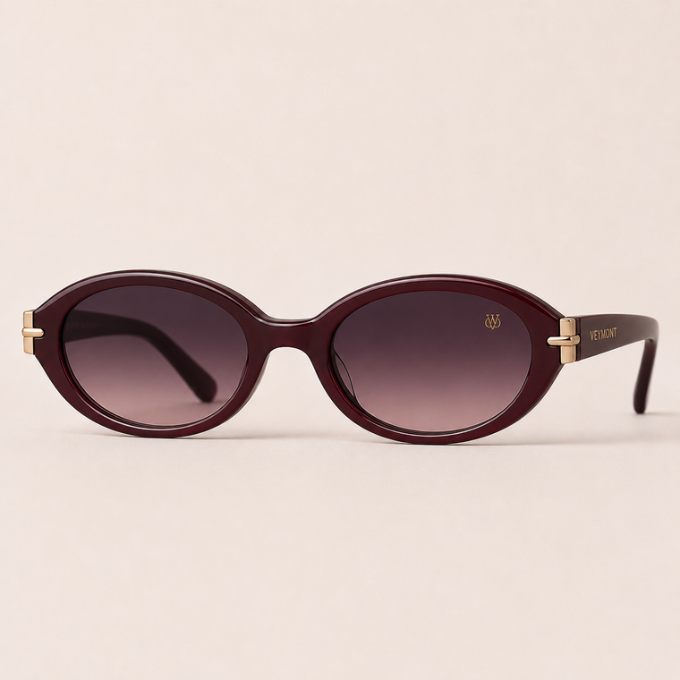 VEYMONT Lorette Oval Sunglasses — Burgundy
