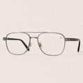 VEYMONT Corbin double-bridge navigator optical frames in brushed gunmetal with gold detailing