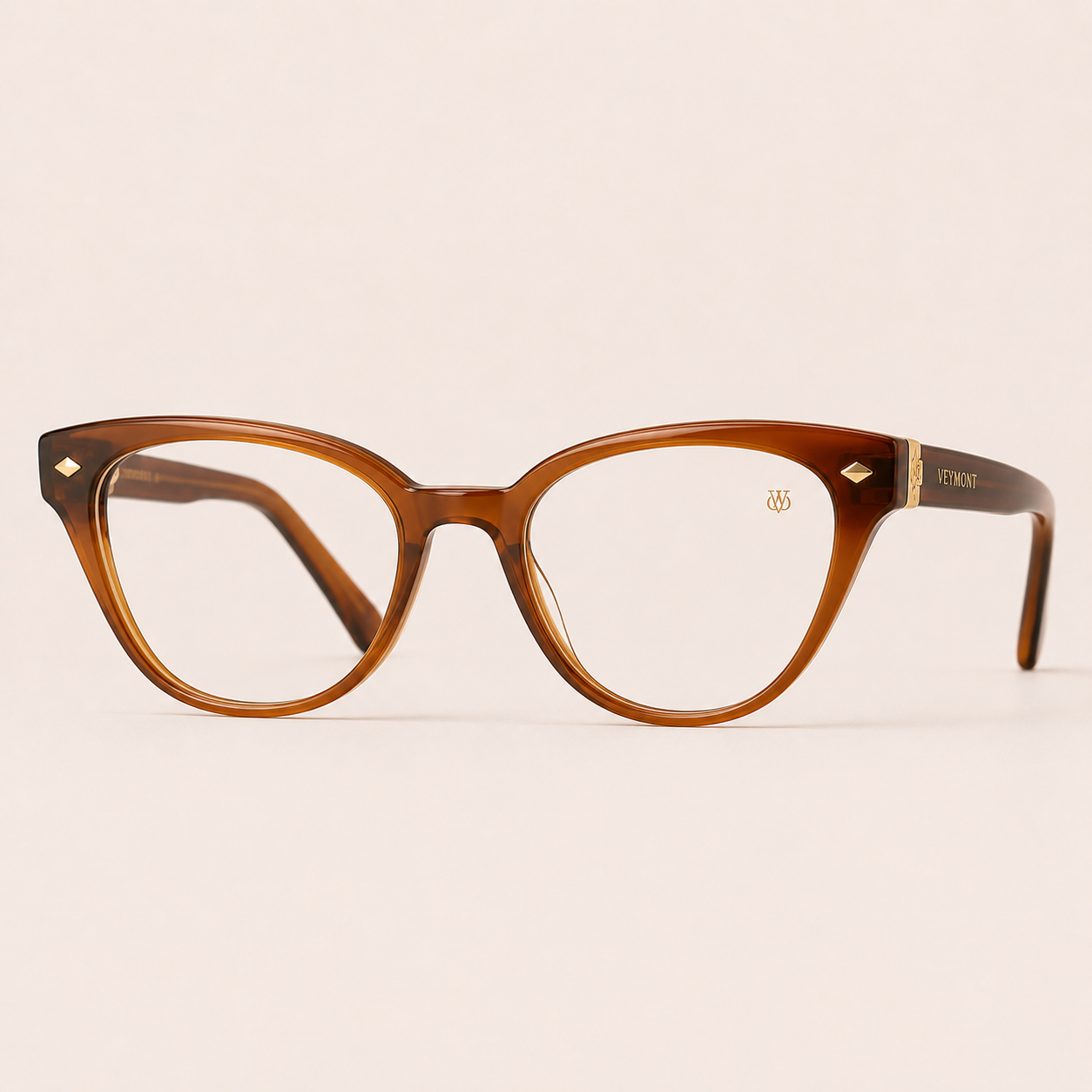 VEYMONT Marlowe cat-eye optical frames in streaked amber acetate