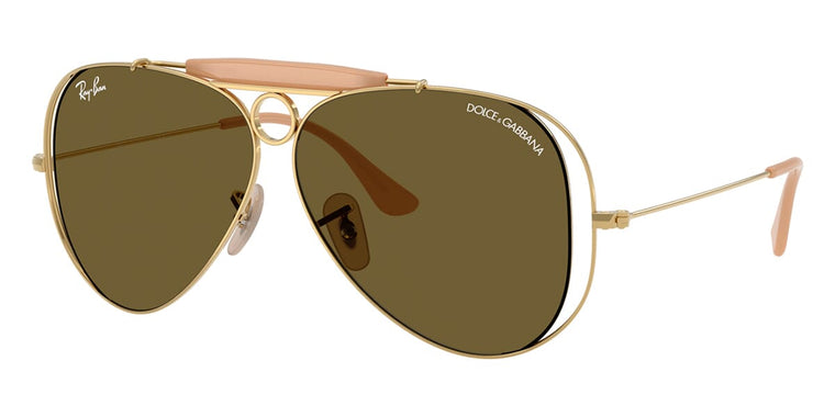 Ray-Ban The Shooter By Dolce&Gabbana RB3138M Aviator Sunglasses — Gold (001/73)